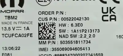 Second-hand car spare part electronic module for fiat 500 e new 500 icon hb oem iam references 52204213  52220281