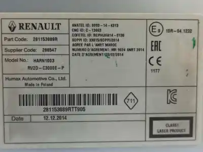 Piesă de schimb auto la mâna a doua sistem audio / cd radio casetofon pentru dacia logan ii ambiance referințe oem iam 281153889r 280213803r 281155248r