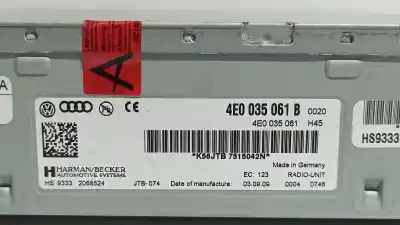 Автозапчастина б/у аудіо система / радіо cd для audi a8 (4e2) 3.2 посилання на oem iam 4e0035061b  