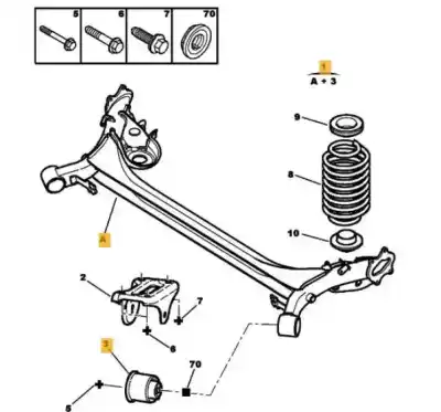 Peça sobressalente para automóvel em segunda mão charrió / suporte de eixo de trás por peugeot 307 cc (s1) 2.0 referências oem iam 5148s3