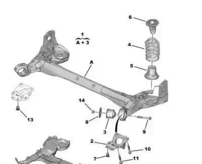 Pezzo di ricambio per auto di seconda mano Asse Posteriore per PEUGEOT PARTNER III (K9) FURGON H1 6 Riferimenti OEM IAM 9822649880  