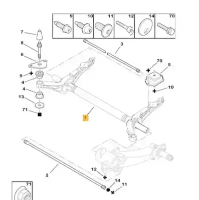 Tweedehands auto-onderdeel ACHTERAS voor PEUGEOT PARTNER (S2)  OEM IAM-referenties 9830149780  5148G1