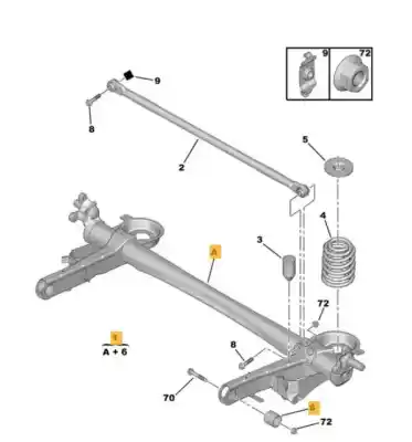 Peça sobressalente para automóvel em segunda mão charrió / suporte de eixo de trás por citroen c8 2.2 hdi 16v premier ii referências oem iam 5148l8