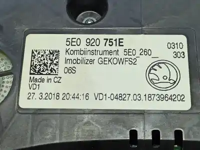 Автозапчастина б/у панель інструментів для skoda octavia lim. (5e3) ambition посилання на oem iam 5e0920751e a2c1231090001 5e0920751