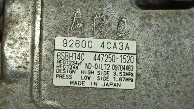 Second-hand car spare part air conditioning compressor for nissan x-trail (t32) 360 4x4 oem iam references 926004ca3a  4472501520 Second-hand car spare part air conditioning compressor for nissan x-trail (t32) 360 4x4 oem iam references 926004ca3a  4472501520