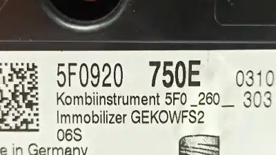 Автозапчастина б/у панель інструментів для seat leon st (5f8) 1.4 16v tsi посилання на oem iam 5f0920750e a2c12362900 5f0260303 Автозапчастина б/у панель інструментів для seat leon st (5f8) 1.4 16v tsi посилання на oem iam 5f0920750e a2c12362900 5f0260303