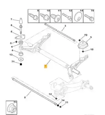 Gebrauchtes Autoersatzteil HINTERACHSE zum PEUGEOT PARTNER KOMBI  OEM-IAM-Referenzen 9830149780  5148G1