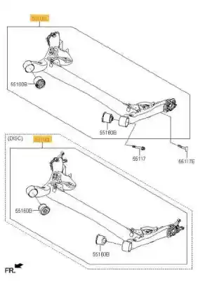 Second-hand car spare part REAR AXLE for KIA PICANTO  OEM IAM references 551001Y300  