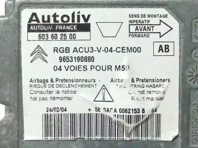 Peça sobressalente para automóvel em segunda mão centralina de airbag por peugeot partner (s2) combiespace referências oem iam 9653190880  603602500