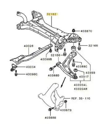 Second-hand car spare part front axle for mitsubishi asx basis 2wd oem iam references 4000a428