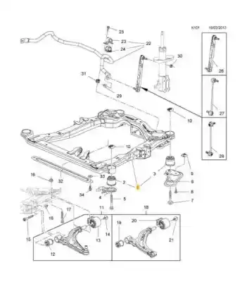Peça sobressalente para automóvel em segunda mão charrió / suporte de eixo dianteiro por opel astra j lim. enjoy referências oem iam 13470622