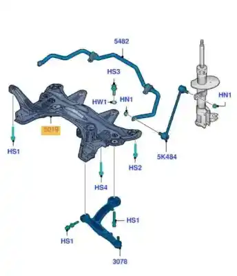 Second-hand car spare part Front Axle for FORD KA (CCU) Titanium OEM IAM references 1949740 9S515019BD 9S51-5019-BD