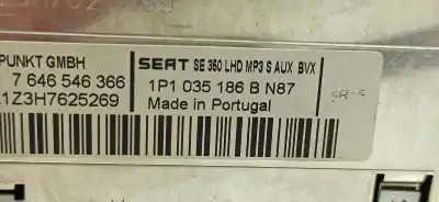 Second-hand car spare part audio system / radio cd for seat leon (1p1) reference oem iam references 1p1035186b  1p1035186bn87