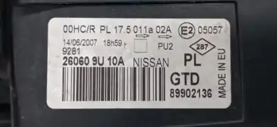 Second-hand car spare part left headlight for nissan note (e11e) tekna oem iam references 260609u10a 260609u10a 260609u10a