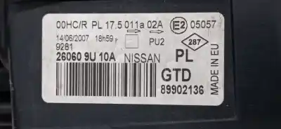 Second-hand car spare part left headlight for nissan note (e11e) tekna oem iam references 260609u10a 260609u10a 260609u10a