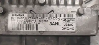 Second-hand car spare part ecu engine control for ford focus berlina (cap) ambiente (d) oem iam references 4m5112a650jl  5ws40303kt