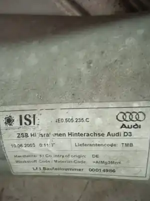 Second-hand car spare part rear axle for audi a8 d3 (4e2, 4e8) 4.0 tdi quattro oem iam references 4e0505235c  