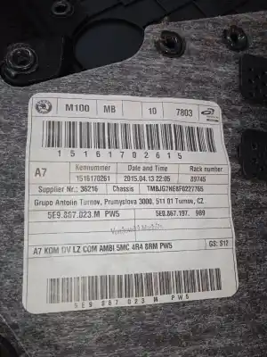 Автозапчасти б/у обивка задней левой двери за skoda octavia combi (5e5) elegance ссылки oem iam 5e9867023m  