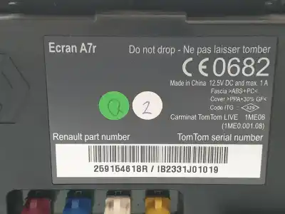 Second-hand car spare part multifunction display for renault laguna iii dynamique tomtom oem iam references 259154618r  