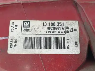 Second-hand car spare part right tailgate light for opel corsa d cmon oem iam references 13186351  