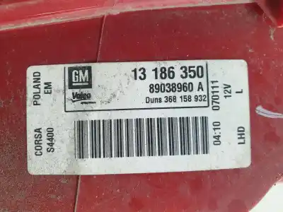 Second-hand car spare part left tailgate light for opel corsa d cmon oem iam references 13186350  