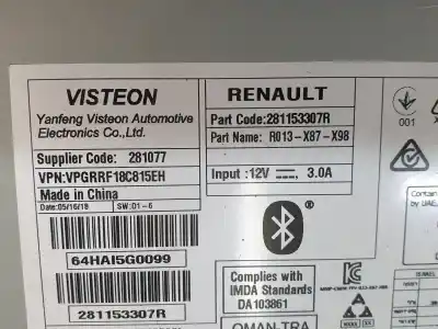 Second-hand car spare part audio system / radio cd for renault clio iv business oem iam references 281153307r  