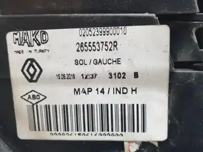 Pezzo di ricambio per auto di seconda mano lampada posteriore sinistra per renault clio iv authentique riferimenti oem iam 265553752r  