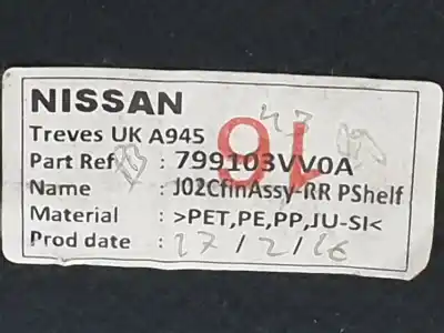 Peça sobressalente para automóvel em segunda mão chapeleira por nissan note (e12) 1.5 dci referências oem iam 799103vv0a  