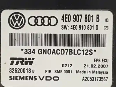 Pièce détachée automobile d'occasion module électronique pour audi a8 (4e2) 3.0 v6 24v tdi références oem iam 4e0907801b, 4e0910801d  a2c53173567