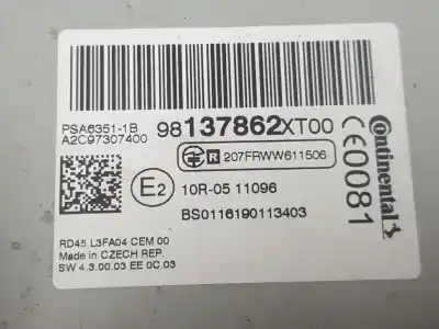 Second-hand car spare part audio system / radio cd for citroen jumpy furgón 2.0 hdi 125 oem iam references 98137862xt  98137862xt