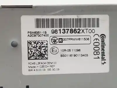 Second-hand car spare part audio system / radio cd for citroen jumpy furgón 2.0 hdi 125 oem iam references 98137862xt  98137862xt