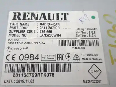 Peça sobressalente para automóvel em segunda mão sistema de áudio / rádio cd por dacia lodgy (js_) 1.2 tce (jsay, jsm0) referências oem iam 281158799r  