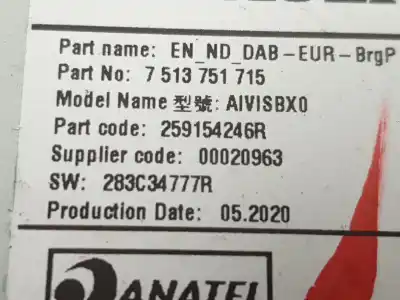 Tweedehands auto-onderdeel audiosysteem / radio-cd voor renault captur i (j5_, h5_) 1.3 tce 130 (j5nj, j5ne) oem iam-referenties 259154246r  