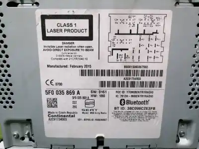 Pièce détachée automobile d'occasion système audio / radiocd pour seat leon (5f1) i-tech références oem iam 5f0035869a  5f0035869a