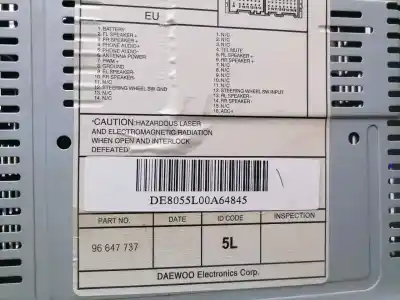 Peça sobressalente para automóvel em segunda mão sistema de áudio / rádio cd por chevrolet aveo ls referências oem iam 96647737  96647737