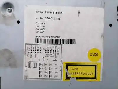 Peça sobressalente para automóvel em segunda mão sistema de áudio / rádio cd por seat exeo berlina (3r2) reference referências oem iam 7648218366  3r0035186