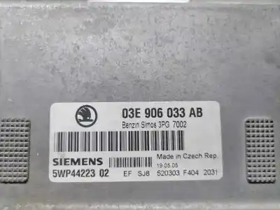 Second-hand car spare part ecu engine control for skoda fabia (6y2/6y3) classic oem iam references 5wp4422302  03e906033ab