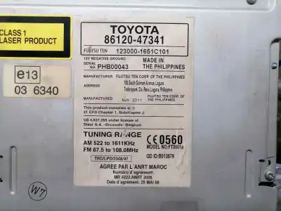 Peça sobressalente para automóvel em segunda mão sistema de áudio / rádio cd por toyota prius (nhw30) plug-in hybrid advance referências oem iam 8612047341  8612047341