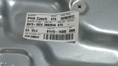 Second-hand car spare part rear left window regulator for hyundai ix20 sle blue oem iam references 834701k010