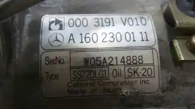 Peça sobressalente para automóvel em segunda mão compressor de ar condicionado a/a a/c por smart coupe edition bluemotion referências oem iam 0003191v010  a160230011