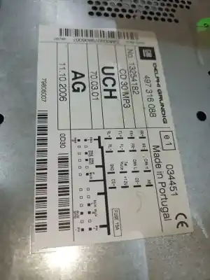 Second-hand car spare part audio system / radio cd for opel corsa d catch me oem iam references 13254182  