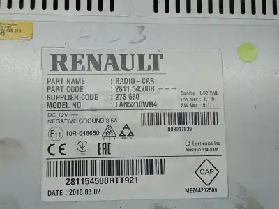 Second-hand car spare part multifunction switch for renault clio iv limited oem iam references 281154500r  