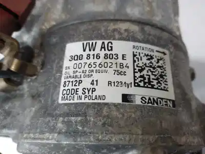 Peça sobressalente para automóvel em segunda mão compressor de ar condicionado a/a a/c por seat arona xperience referências oem iam 3q0816803e  