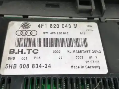 Peça sobressalente para automóvel em segunda mão comando de sofagem (chauffage / ar condicionado)  por audi a6 berlina (4f2) 2.0 tdi referências oem iam 4f1820043m  
