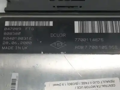 Автозапчастина б/у ебу контролер двигуна для renault clio ii fase i (b/cbo) 1.9 diesel посилання на oem iam 7700114875  