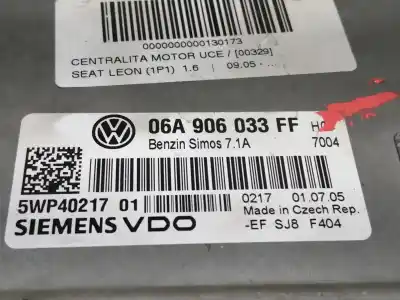 Peça sobressalente para automóvel em segunda mão centralina de motor uce por seat leon (1p1) 1.6 bivalent - gasolina / gas licuado del petróleo. gpl referências oem iam 06a906033ff 06a906033 5wp40217