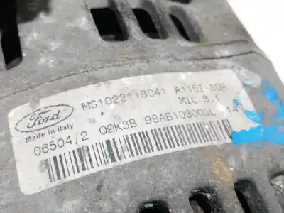 Second-hand car spare part alternator for ford focus berlina (cak) ghia oem iam references ms1022118041 98ab10300gl / q9k3b98ab a115i80a / q9k3b