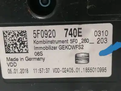 Автозапчастина б/у панель інструментів для seat leon (5f1) reference посилання на oem iam 5f0920740e 5f0920740 a2c53427456a / a2c12362000