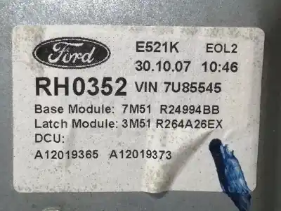Автозапчастина б/у регулятор скла заднього правого для ford c-max (cb3) ghia посилання на oem iam 7m51r24994bb 3m51r264a26ex 