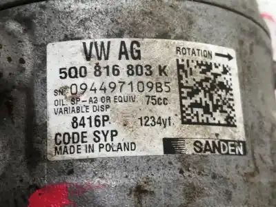 Second-hand car spare part air conditioning compressor for cupra ateca 2.0tsi 4drive oem iam references 5q0816803k 094497109b5 1234yf / 8416p